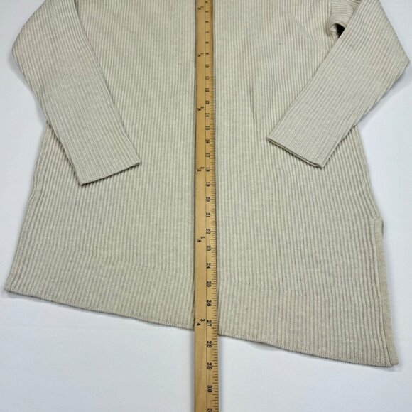 Wrap London Wool Blend Asymmetrical Hem Sweater Size 6 Ivory V Neck - Picture 6 of 10